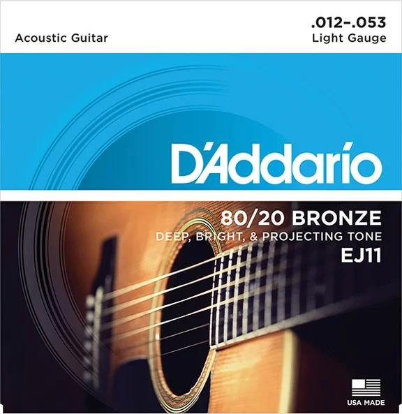 D'Addario EJ11 - струны для акустической гитары, бронза 80/20, Light 12-53 - 0