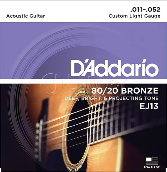 D'ADDARIO EJ13 Струны для акустической гитары, бронза Custom Light, 11-52 - 0