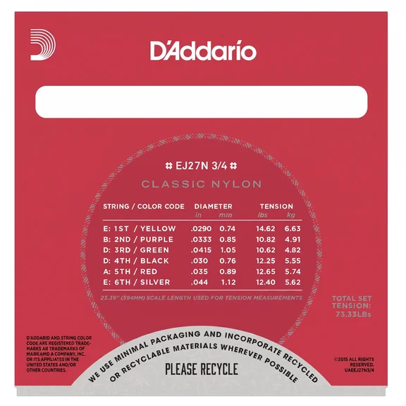 D'Addario EJ27N-3/4 Струны для классической гитары - 1