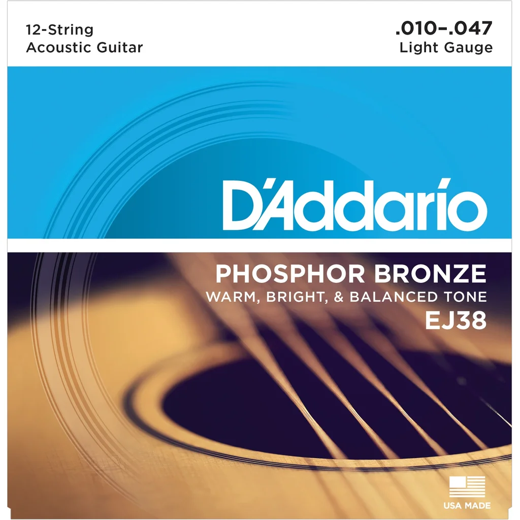 D'Addario EJ38 Струны для 12-струнной гитары, фосфор-бронза, Light 10-47, фото №1