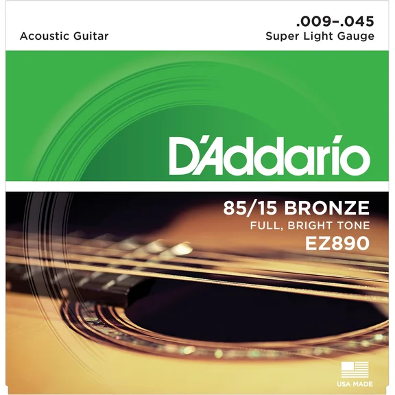 D'Addario EZ890 - струны для акустической гитары, бронза 85/15, Super Light 9-45 - 0