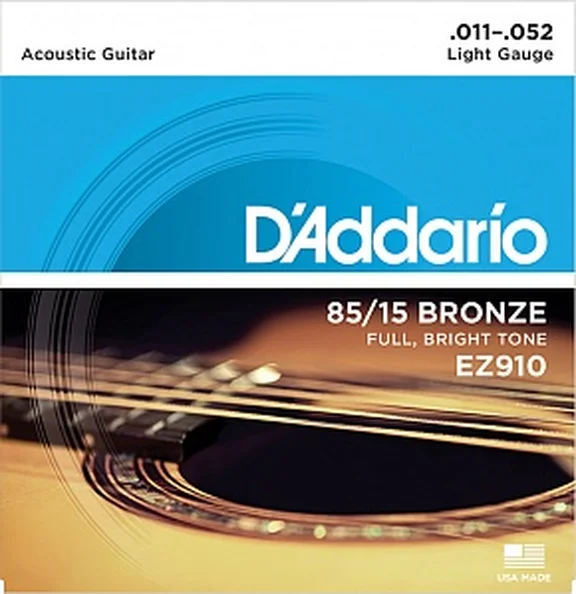 D`Addario EZ910 AMERICAN BRONZE 85/15 Струны для акустической гитары Light 11-52 - 0